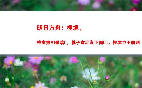 明日方舟：極境、桃金娘引爭端，桃子肯定沒下崗，極境也不弱啊(明日方舟極境專精材料)